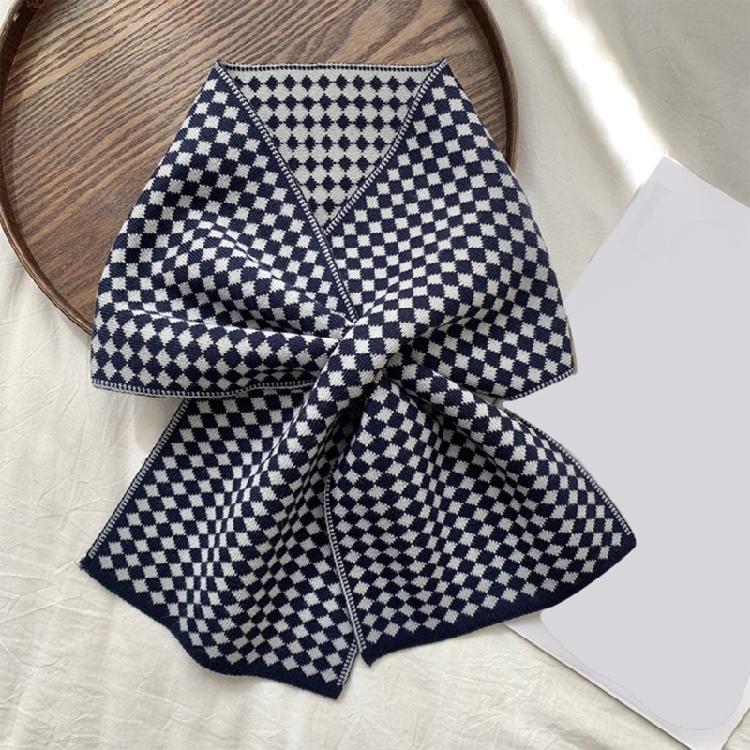 Knitted Checker Neck Gaiter for Daily Use Women Girl Neck Scarf for Winter Wear