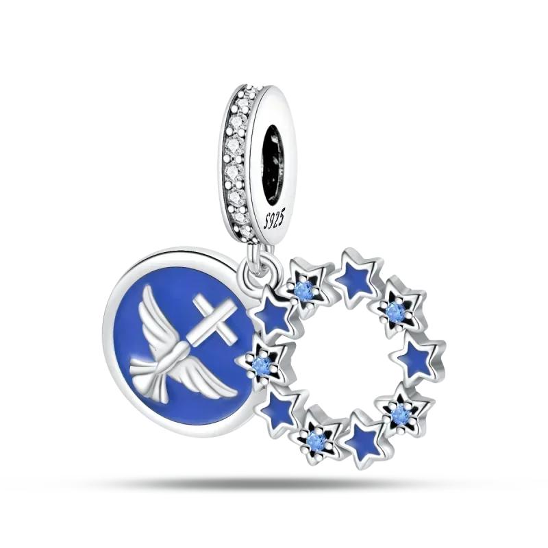 Original Charms Bead Copper Inlaid Zirconium Nun Cross Angel Wing Pendants Fit Bracelet Jewelry Gift Marking