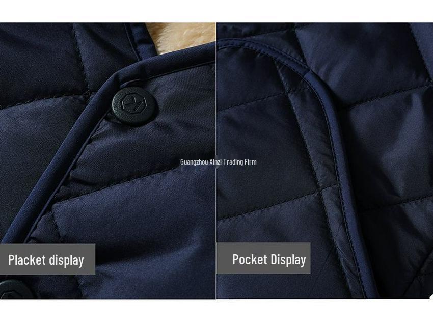 Men's Thickened Velvet-Lined Cotton Jacket for Cold Protection - Winter Warmth, Middle-Aged & Elderly Dad's Style