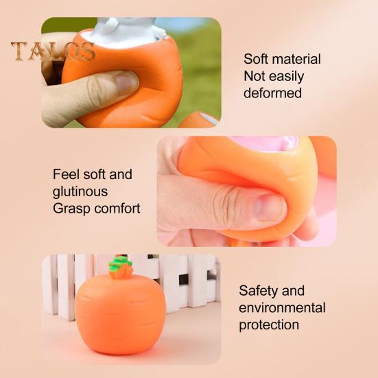 4Pcs Popping Rabbit Carrot Squeeze Toy Anxiety Stress Relief Bunny Radish Sensory Pinch Toy Kids Adults Vegetable Animal Fidget Toy