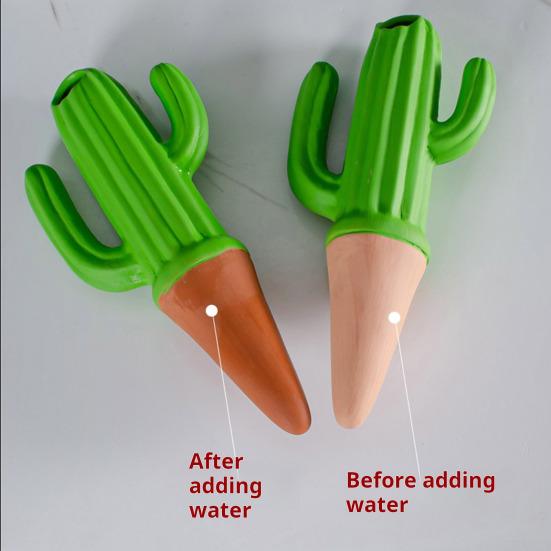 Bewässerungsspieße in Kaktusform, selbstbewässernde Pflanzenstäbe aus Terrakotta-Ton, langsam freisetzende Bewässerungsspieße für Pflanzen im Innen- und Außenbereich, 4 Stück