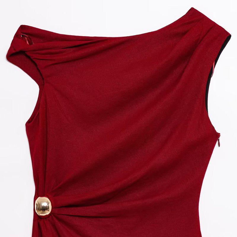 Kaslead New Arrival Women's Clothing Fashion Style Fashion Silm Blended Ruched Midi Skirt Dress 2840709
