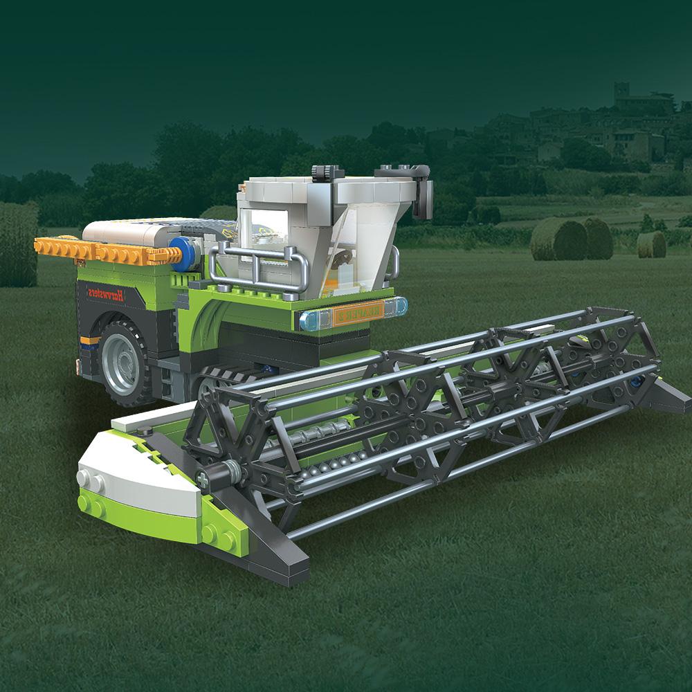 Non-Toxic Wheat Harvester Building Block Set 542 Pcs Farm Truck Construction Vehicles Set Similar Lego Tractor Toy Kit For Kids Gifts