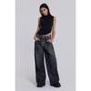 Women's New Washed and Aged Gradient Wing Print Retro Loose Wide Leg Jeans Sub