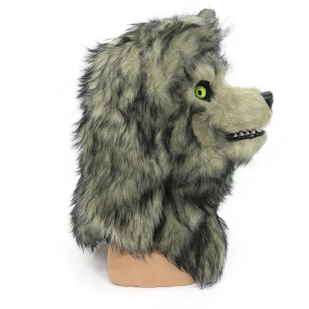 A Wolf Head Mask with Movable Mouth, Plush Animal Wolf Head Cover