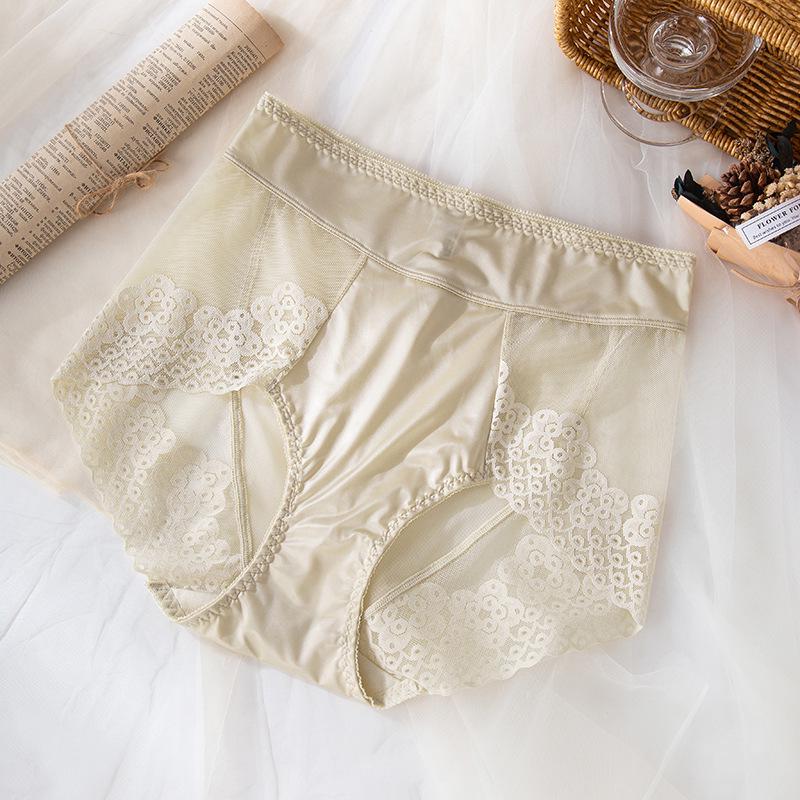 

Сатиновые телесные трусики с высокой талией и кружевом - Большой размер, бесшовные и суперэластичные Ochre Yellow