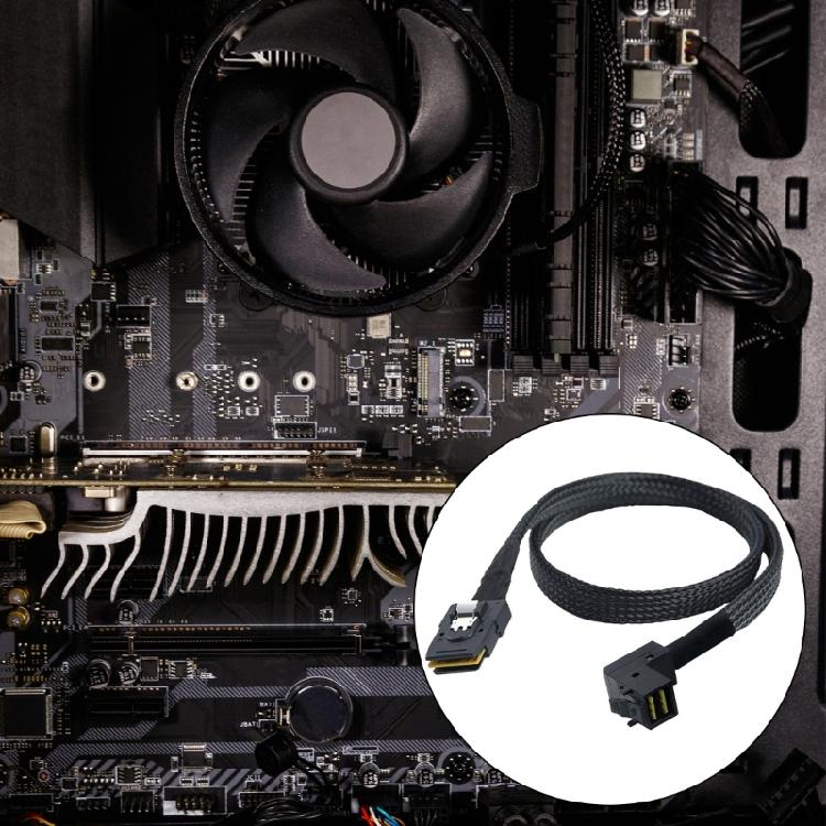 SFF 8087 to 90 Degree MiniSAS 8643 Internal Coaxials Cable for Connection of Hard Drives and Servers