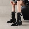 33-43 Plus Boots Coarse Heel Short Boots Women's Autumn and Winter Belt Buckle Martin Boots Women's Boots