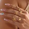 Vintage Seestern Muschel Nautisches Ring Set für Damen Einfaches Spiraldesign Sommer Strandurlaub Hand Accessoires