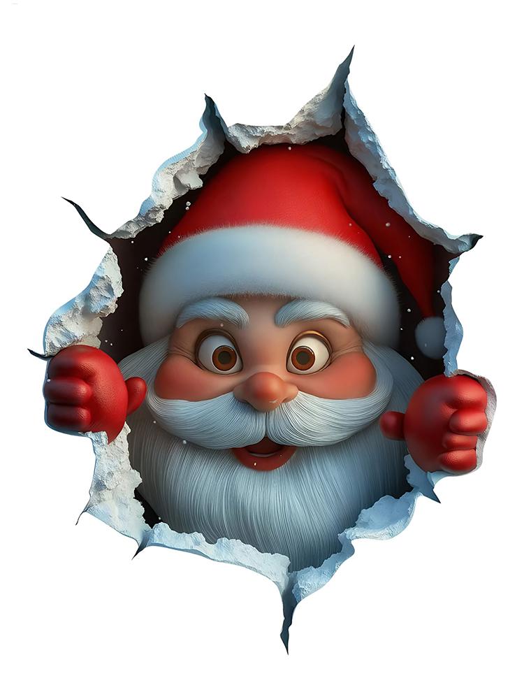 3D Christmas Santa Wall Sticker Removable Break-Through Wall Decal Vinyl Christmas Themed Wall Art Sticker For Home Car 2025