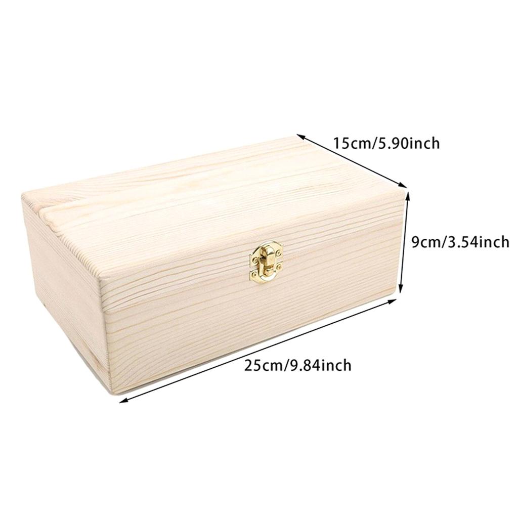 Home Storage Box Natural Wooden with Lid Golden Lock Postcard Organizer Handmade Craft Jewelry Case Wooden Box Casket
