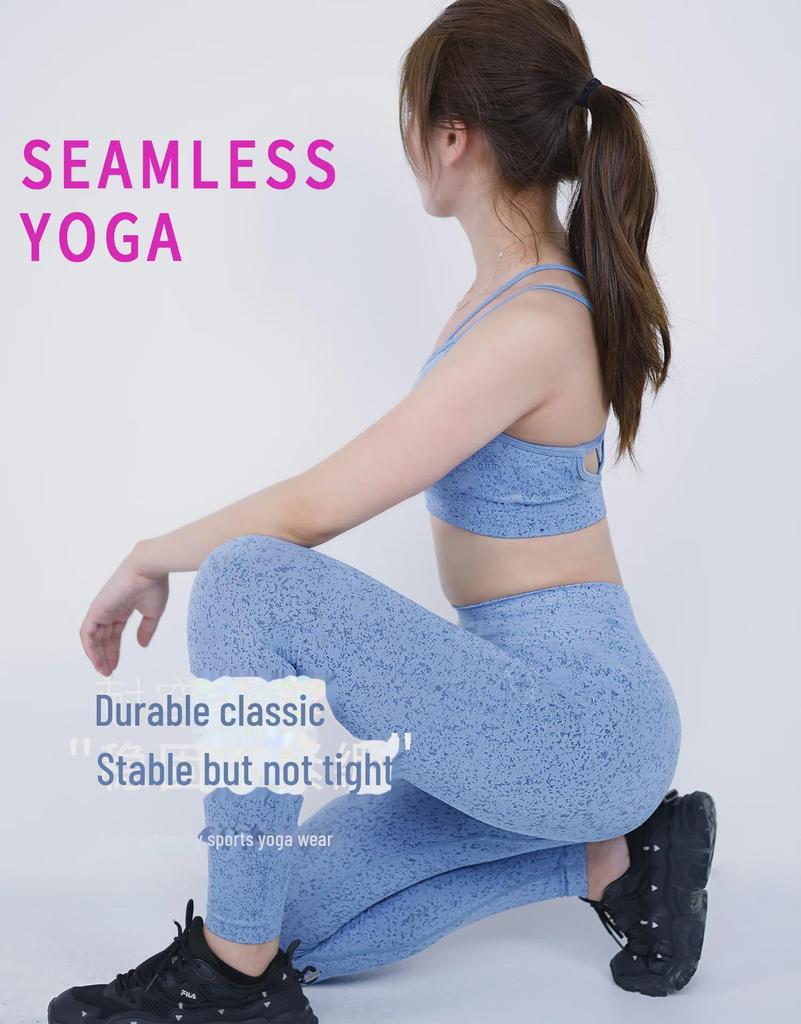 Women's Double Strap Yoga Set: Stylish Back Fitness Bra & High-Waist Lifting Pants