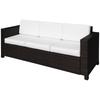 3-Seater Weather Resistant Outdoor Garden Rattan Sofa Brown