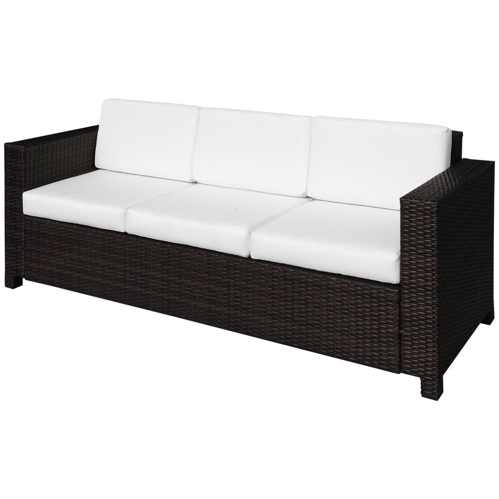 3-Seater Weather Resistant Outdoor Garden Rattan Sofa Brown