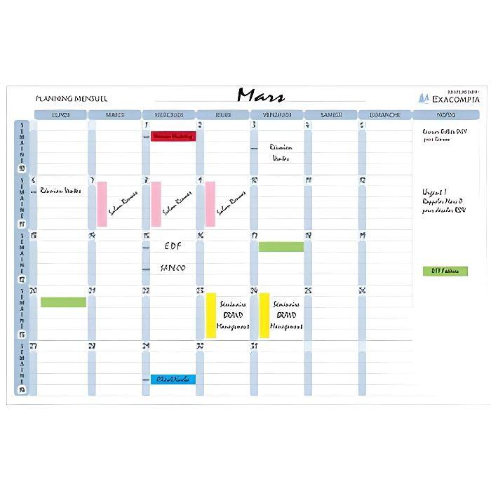 Planning magnetique mensuel 90x59 + accessoire