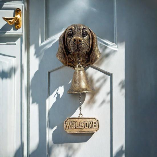 Dog Welcome Bell Vintage Shopkeepers Bell Wall Mounted Dog Door Bell with Welcome Sign for Farmhouse Home Front Door Entrance