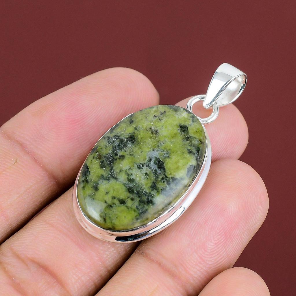 Serpentine Pendant Gemstone Jewelry Antique Pendant 925 Sterling Silver Pendant Serpentine Jewelry Handmade Brand New Pendant Gifts For Dad