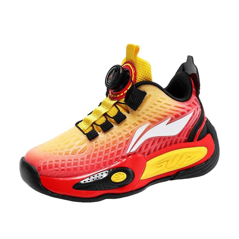 2025 children's leather basketball shoes outdoor trend fashion winter rotating buckle wear-resistant outdoor sports shoes