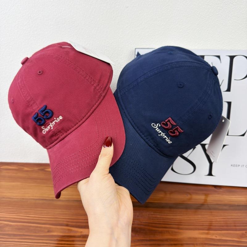 New letter embroidery showing face small soft top baseball hat men's and women's niche personality versatile sunshade cap