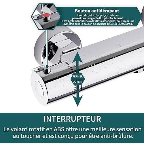 Mitigeur thermostatique - morado - laiton finition chrome - contrôle de température constant - douche