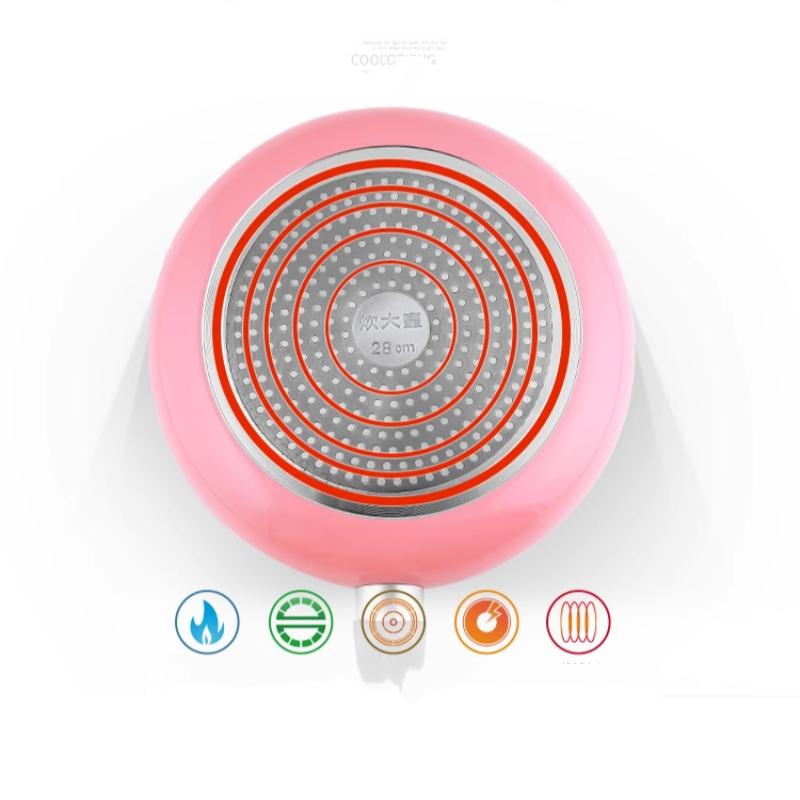 COOKER KING 26cm/28cm Non Stick Frying Pan Saucepan Low-smoke Steak Skillet Aluminum Alloy Frying Pan with Anti-scald Handle