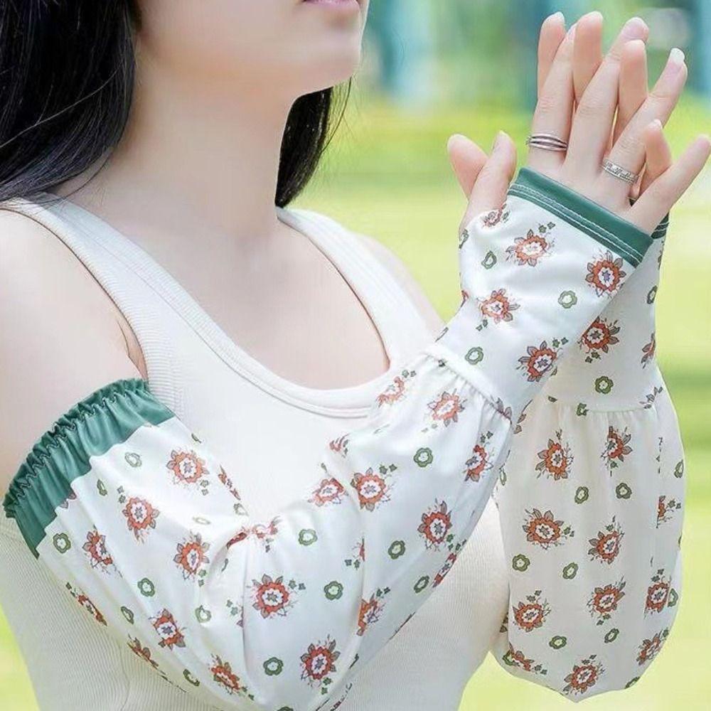Sun Protection Ice Silk Sleeve Fingerless Summer Arm Cover Sunscreen Long Arm Sleeves Driving