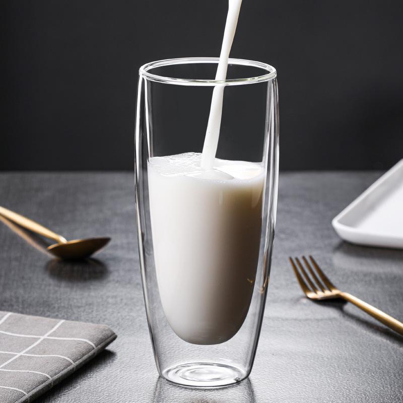 Double Wall Glass Coffee Milk Cup, Cold Drink Juice Beer Water Bottle, Household Bar Creative Drinkware, 600ml Large Capacity