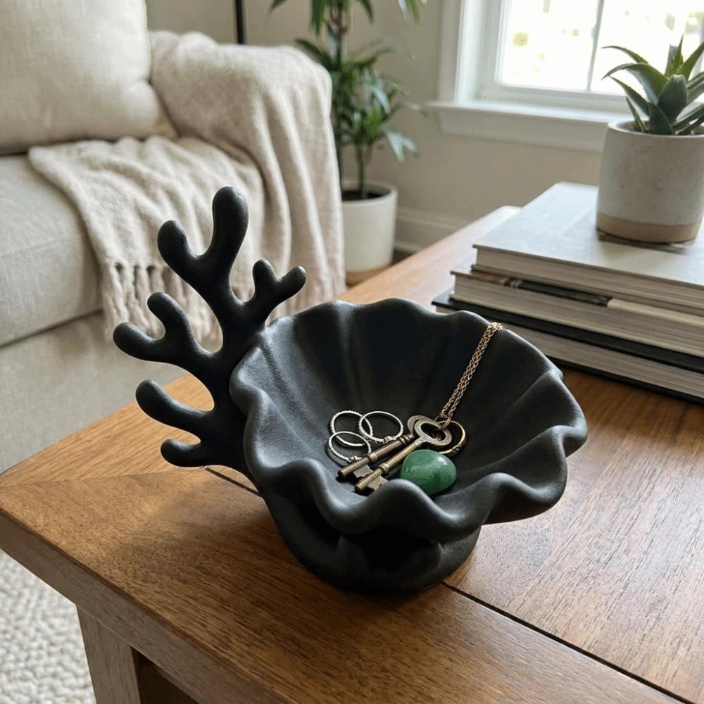 Multi-Purpose Jewelry Storage Tray Coral Shell Shape Key Storage Box Decorative Dish  Bedroom
