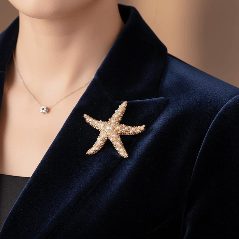 Unisex Starfish Brooch Jewelry Gift Starfish Badge Pin Retro Chest Flower Pin Women