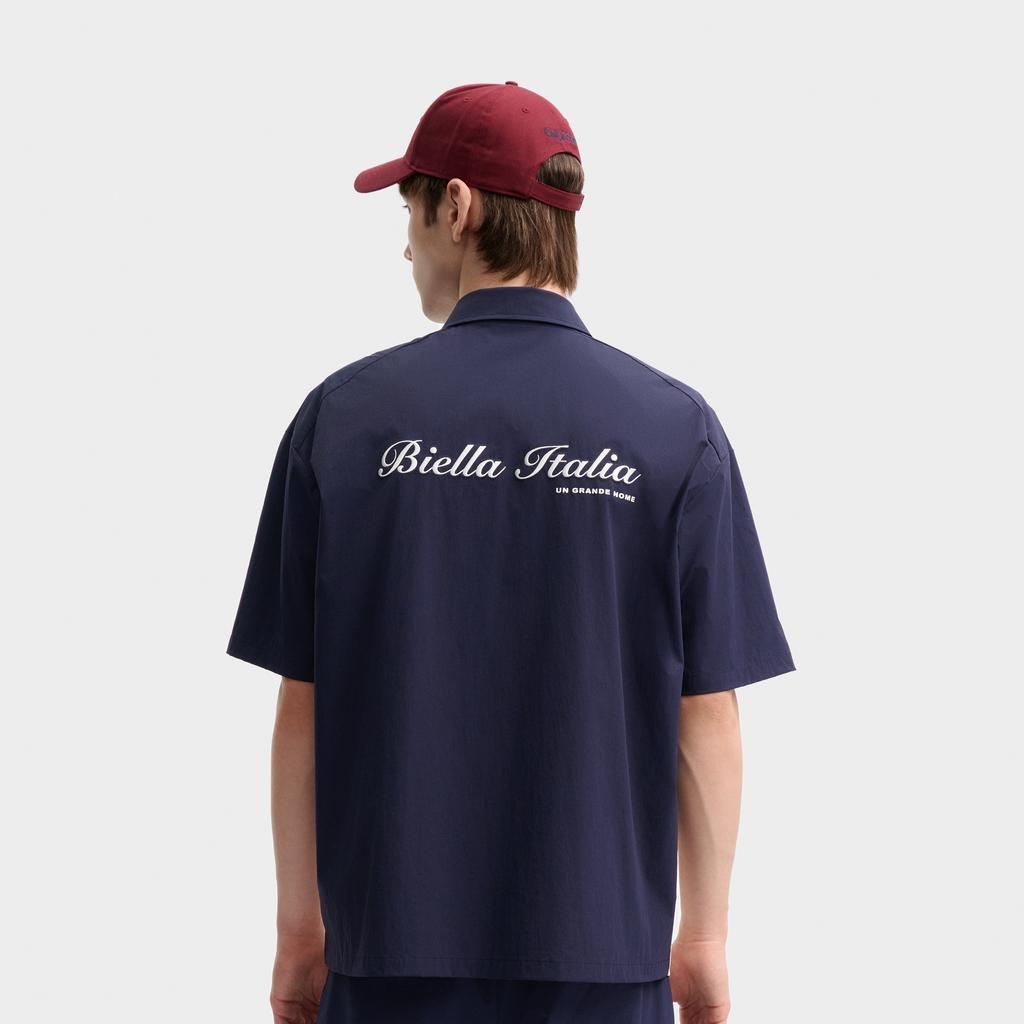 FILA Original Breathable Trendy Color Block Woven Moisture-Wicking Short Sleeve Shirt Men shirts Cloud-Mushroom-White F11M439403FWT