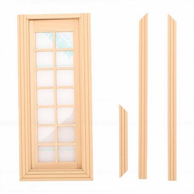 1:12 Scale Dollhouse Door Unpainted Surface Miniature Wooden Door for Doll House Accessories Craft Projects 14 Grid Door