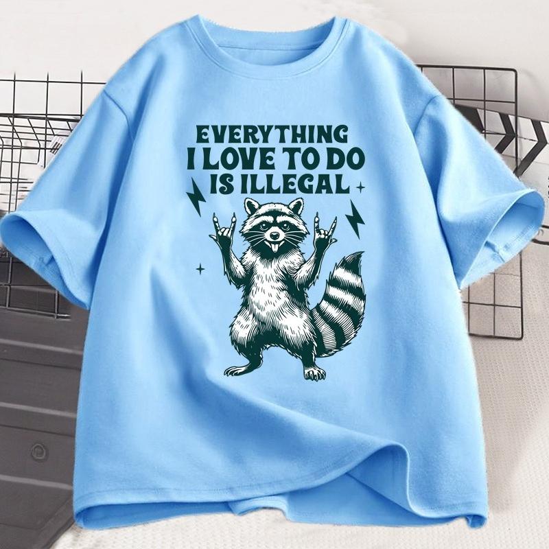 Funny Raccoon Graphic T Shirts Humor Cotton T Shirt for Unisex Women Casual Short Sleeve Loose Tshirt Harajuku Unisexs Clothes Tops