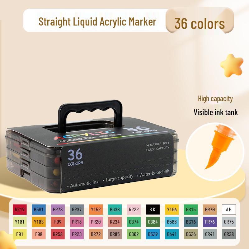 Waterproof Acrylic Marker Pen Set, 48-60 Colors, Special Brush Tips for Non-Transparent Graffiti and Color Paintings.