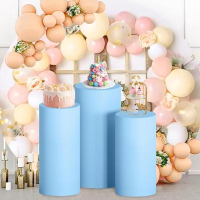 3 ks/sada krytů na válcový podstavec, polyesterový kryt na válcový podstavec, jednobarevný látkový kryt pro párty, podstavec, narozeninovou svatební dekoraci