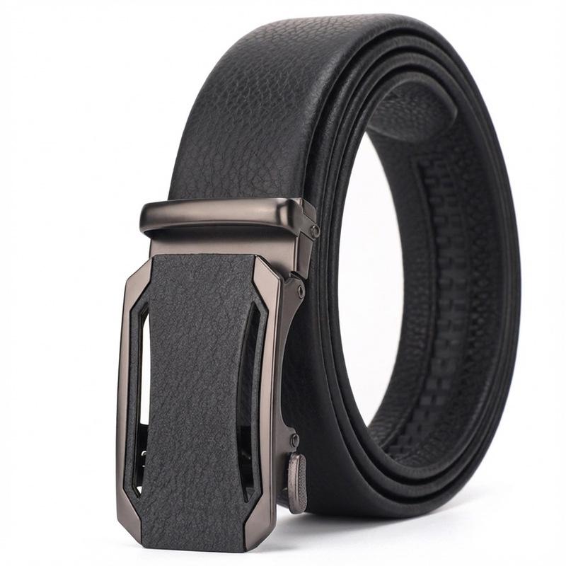 Men s Genuine Leather Automatic Belt with Alloy Buckle 125 cm