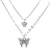 Vintage Layered Crystal Butterfly Necklace Stylish Minimalist Design Pendant Necklaces Gift for Women Teen Girls Girlfriend