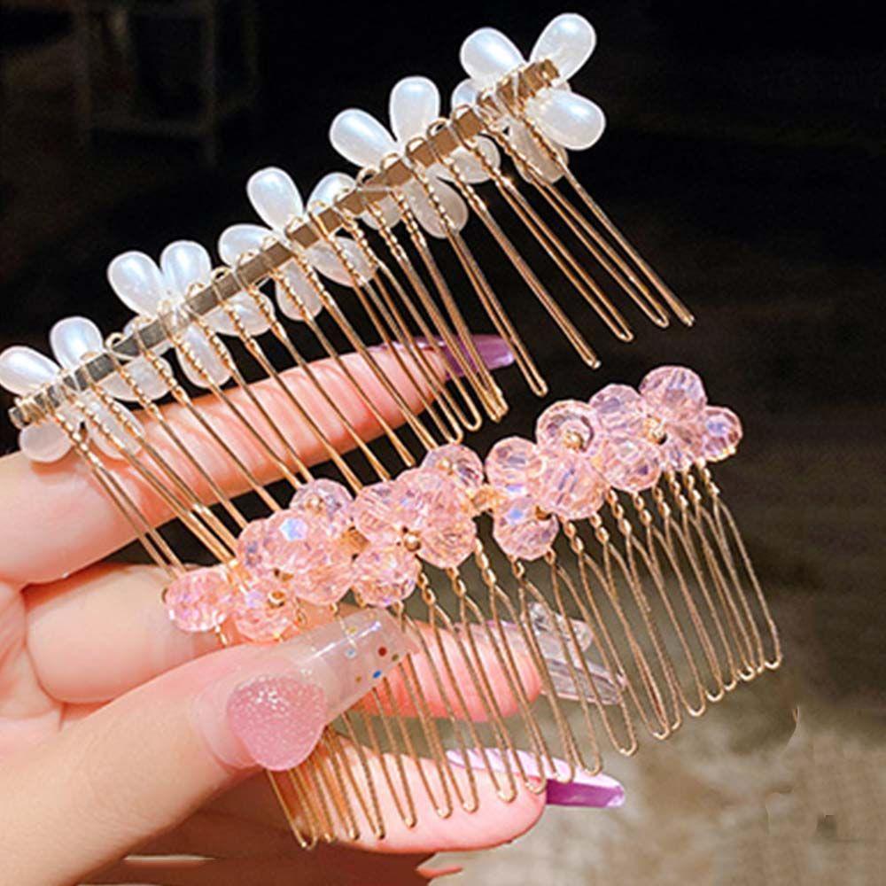 Sweet Girl's Gift Korean Style Arylic Imitation Pearl Hair Claw Kids Hair Comb Children Flower Hairpin Crystal Hair Clip