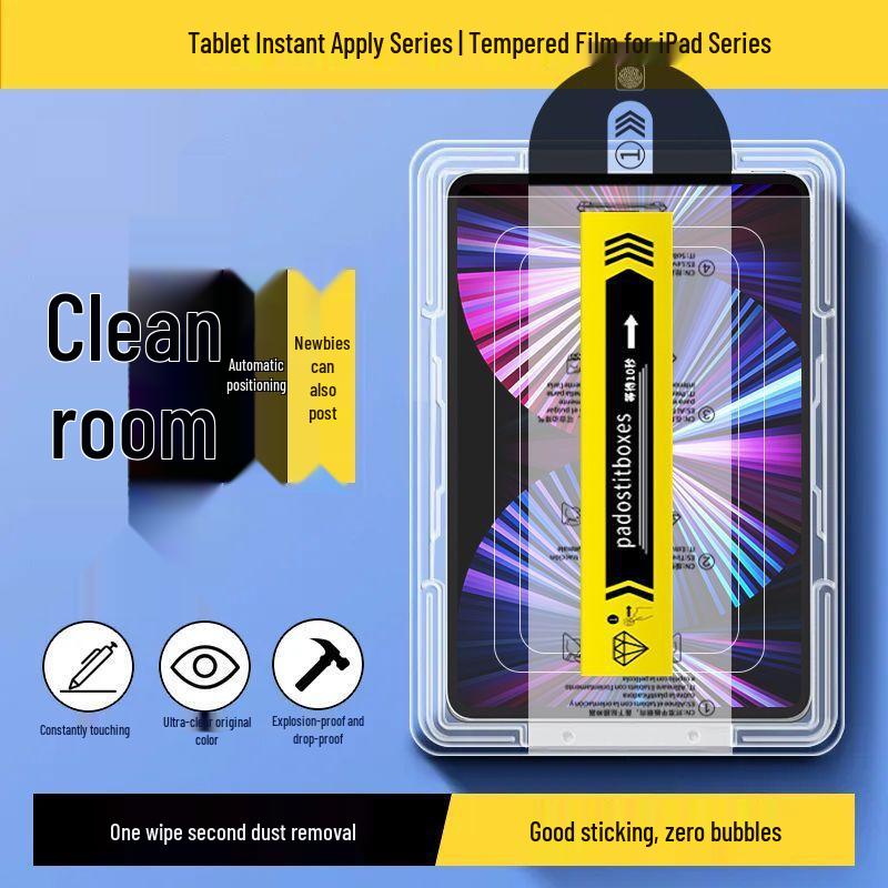 iPad Air 7/6 Pro Dust-Free Tempered Screen Protector Film with Quick Application