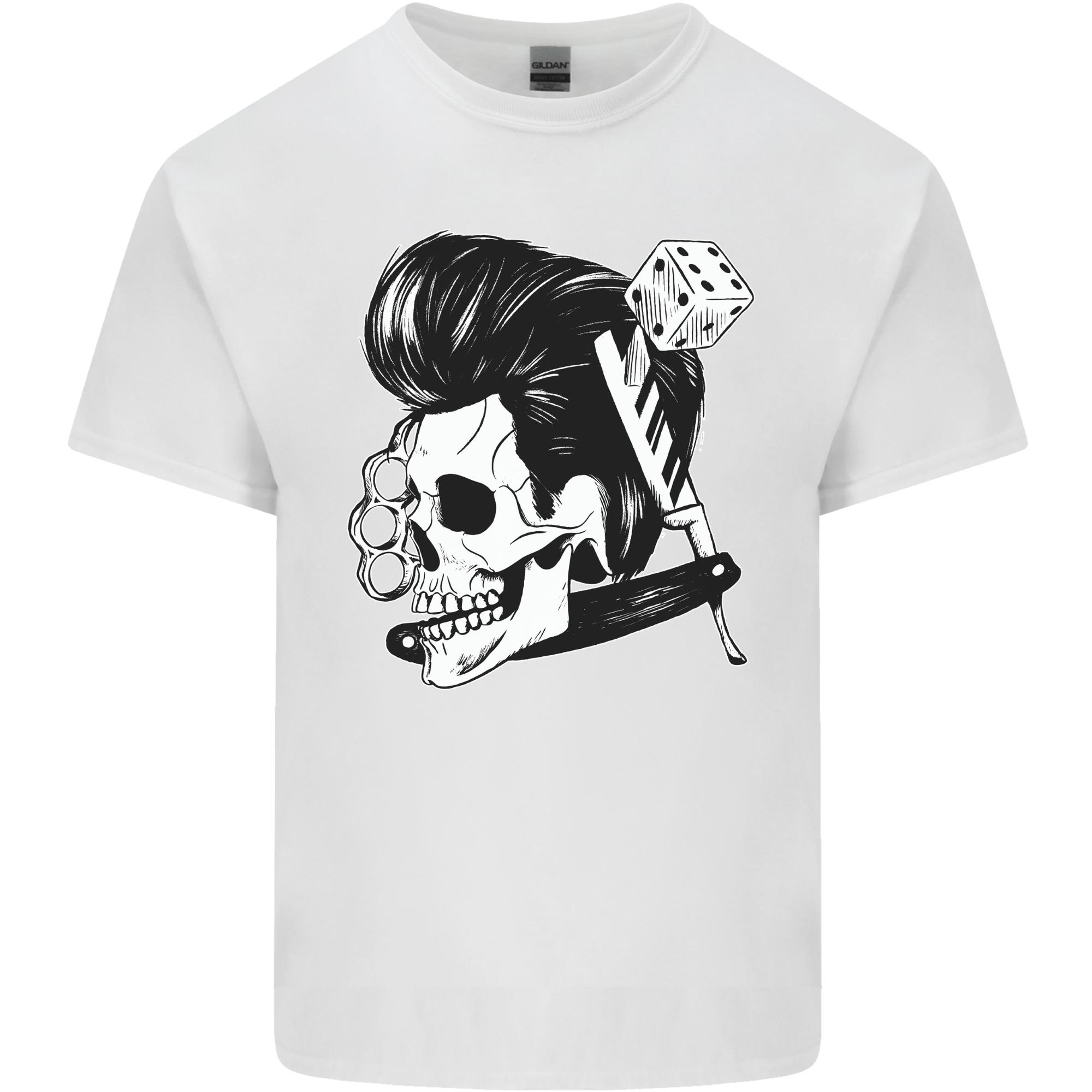 Rockabilly Skull Unisexs Light Cotton TShirt S