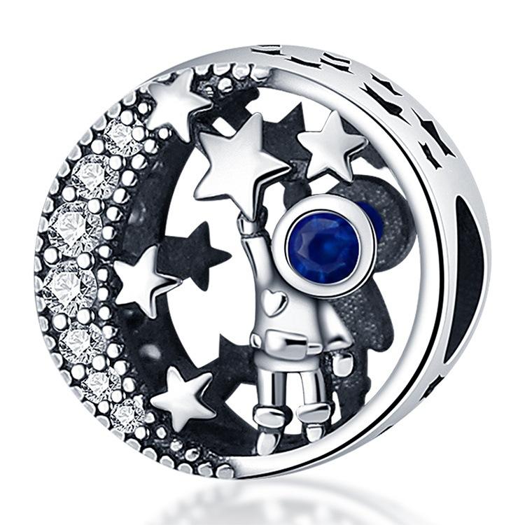 S925 Silver DIY Charm Beads Cosmic Galaxy Starry Sky Design for Bracelet Necklace Jewelry Making