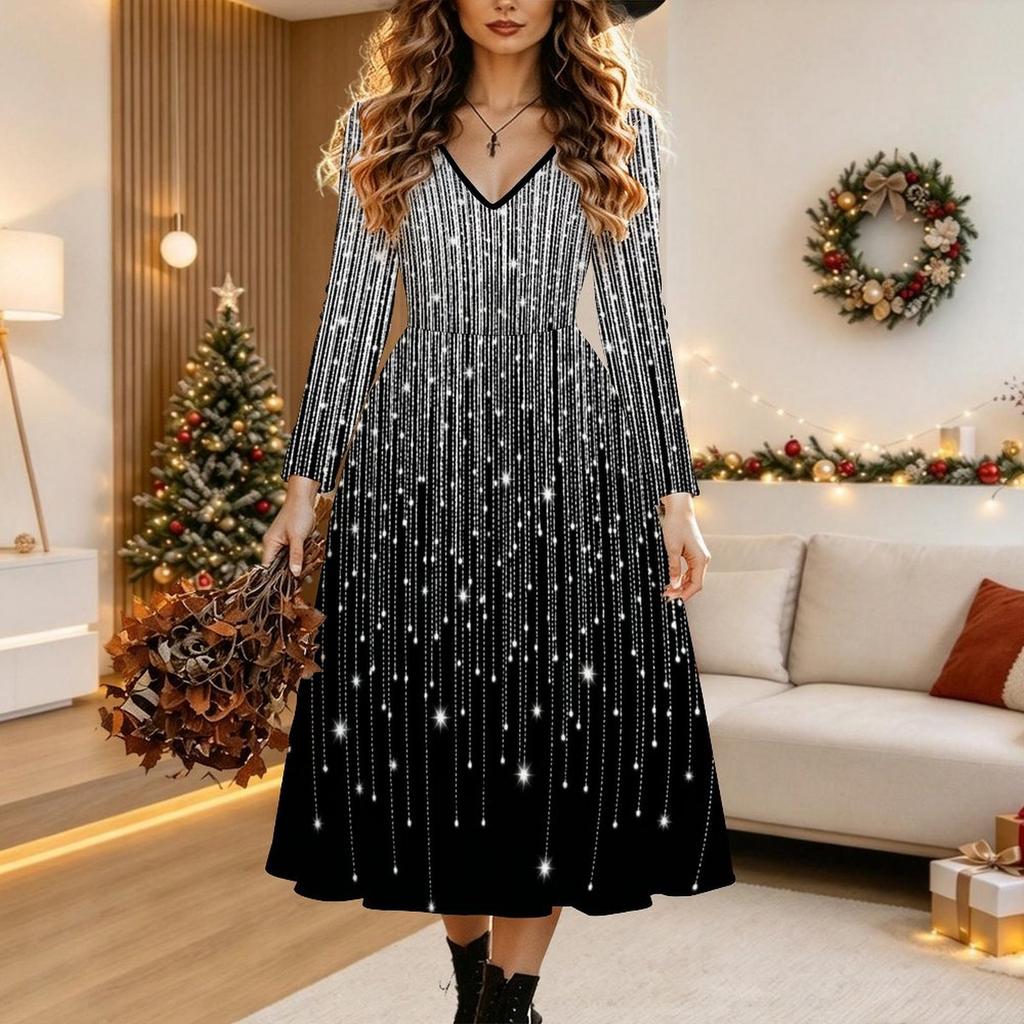 Halloween Women's Purple Leopard Print Midi Dress A Line Dress Vacation Casual Daily Regular Fit Long Sleeve V Neck Black Spring Fall