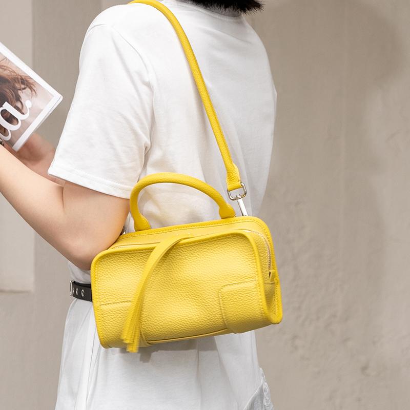 Fashion Luxury Designer Top Handle Crossbody Shoulder Bag Women's Genuine Leather Mini Boston Bag Zipper Closure Daily Use