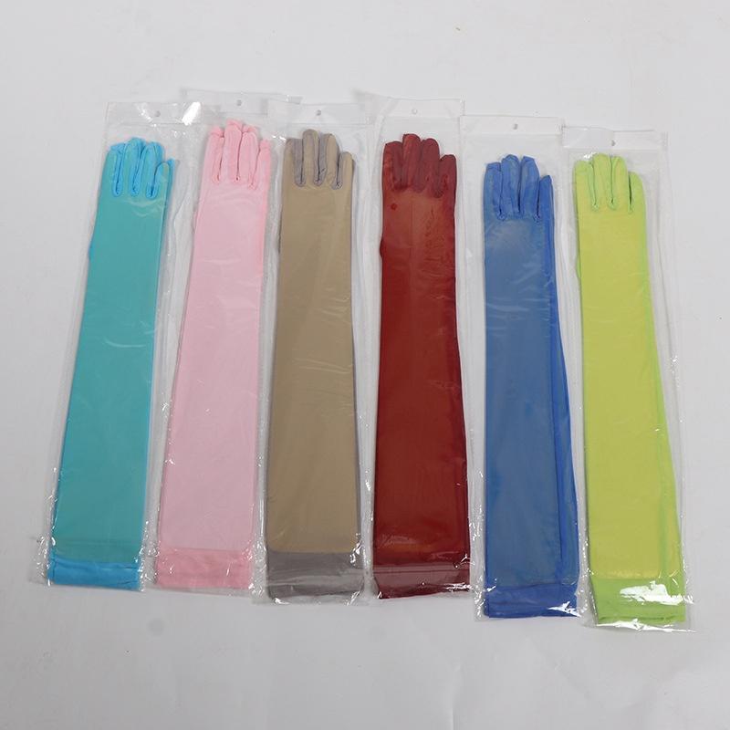 55Cm Sexy Lace Thin Hollow Transparent Long Gloves Breathable Net Yarn Women Man Stage Performance Party Cosplay Elasticity