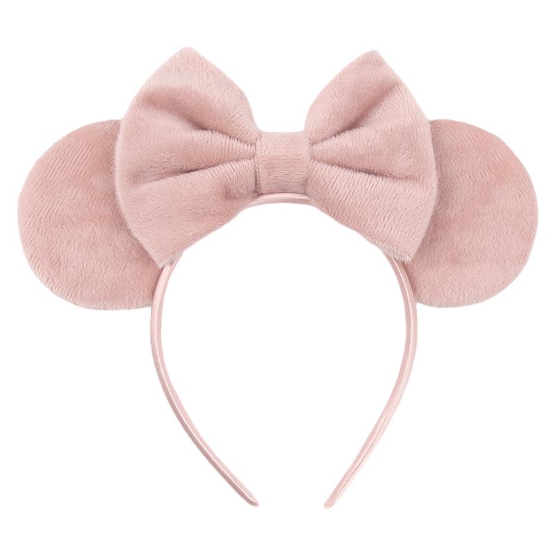 Disney Mickey 3.3"Velvet Ears Headband For Girls Soft Bow Hairband Halloween Festival Party Christmas DIY Hair Accessories