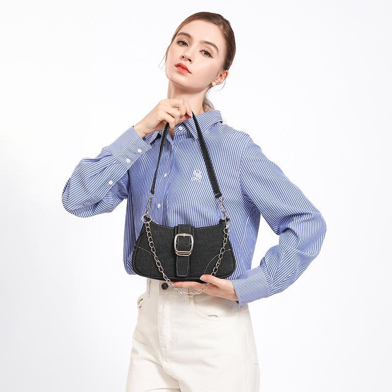 High-end Canvas Small Bag for Women 2025 New Niche Summer Fashion Chain Crossbody Bag Single Shoulder Underarm Bag