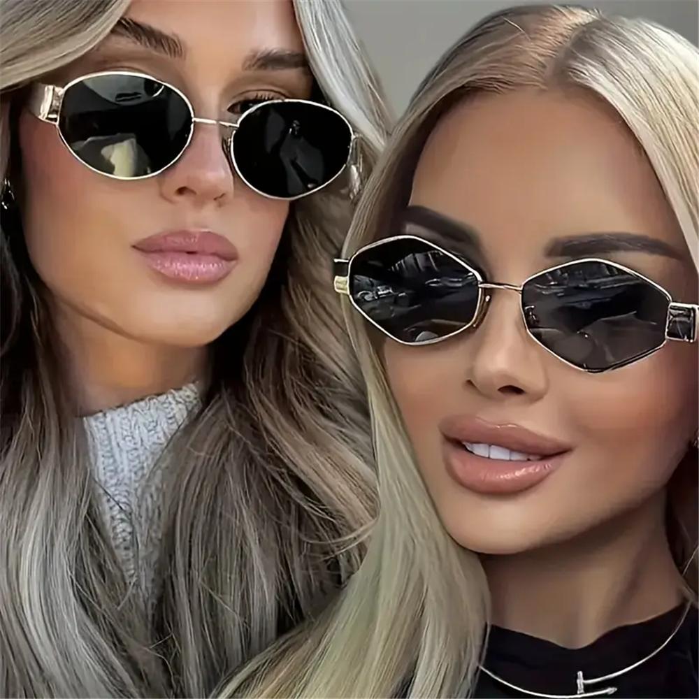 2PCS Vintage Punk Style Sunglasses Retro Round Metal Frame Women Sun Glasses Fashion Eyewear