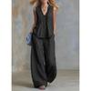 Completo casual da donna senza maniche con scollo a V per Primavera/Estate