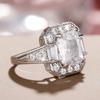 2026 New European and American Temperament Rectangular Zircon Ring, Women's High-end Sense, Geometric Square Zircon, Headwear