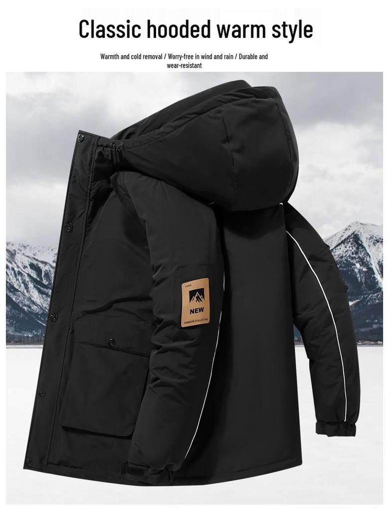350 Jin Men's Extra Large Slimming Down Jacket - Plus Size Thickened Mid-Length Cotton Coat for Larger Sizes