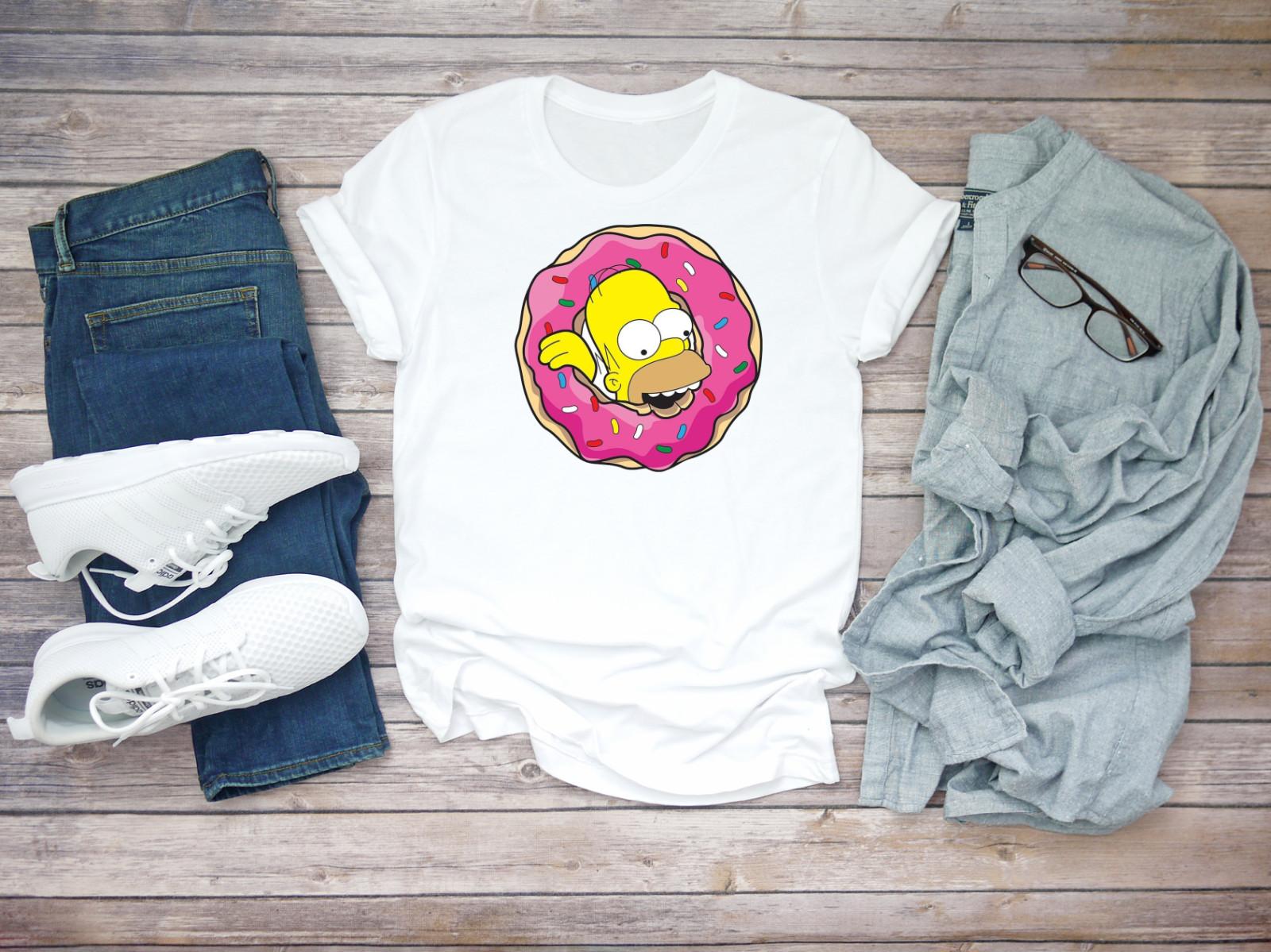 Homer Simpson with Donuts Short Sleeve Men T-shirt F261 L